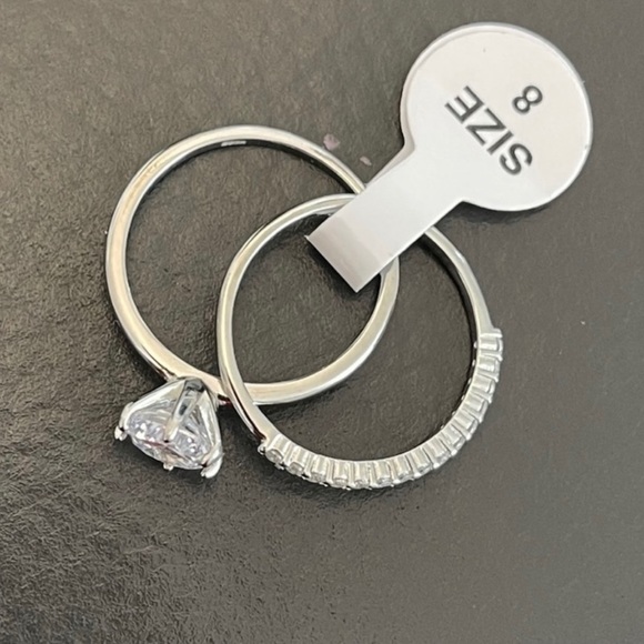 925 Sterling Silver Stackable Created Moissanite Ring - Picture 7 of 7